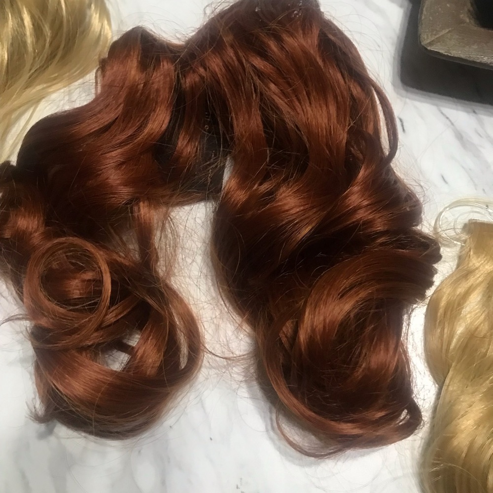 Halo extensions 1- red  and 2- blonde